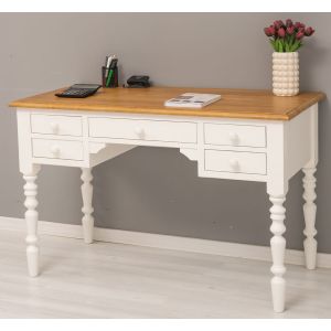 Birou, Finisaj Alb Vintage, Lemn Masiv Brad, Colectia Rustic
