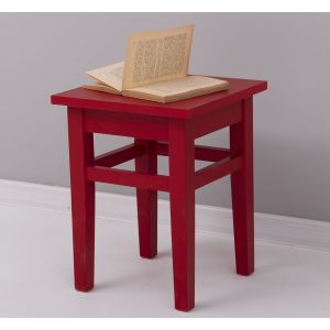 Taburet, Finisaj Rosu Cires, Lemn Masiv Brad, Colectia Rustic