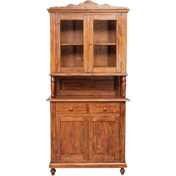 Vitrina cu 2 Usi Si 2 Sertare, Lemn Masiv de Tei, 107x43x238 cm