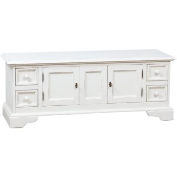 Comoda Tv cu 2 Usi Si 4 Sertare, Lemn Masiv de Tei, 150x51x56cm