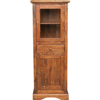 Vitrina Cu 1 Sertar si 2 Usi, Lemn Masiv de Tei 55x43x150 cm