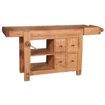 Banc Tamplarie cu 4 Sertare, Lemn Masiv de Tei, 188x78x92cm
