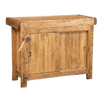 Banc Tamplarie Mic cu Usi, Lemn Masiv de Tei, 120x73x90 cm