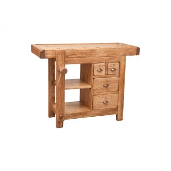 Banc Tamplarie Mic cu Sertare, Lemn Masiv de Tei, 120x37x90 cm
