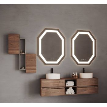 Set Mobilier Baie Suspendat  Baza  Dubla 150 cm  cu  doua  Lavoare  si Oglinzi 75x100  cm Colectia Terra Nova