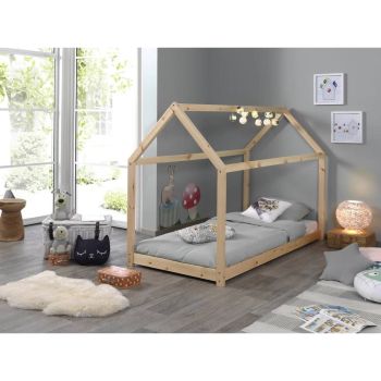 Pat Casuta Montessori Copii, Lemn Masiv, Lac Natur 90x200