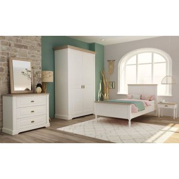 Dormitor Copii Alb-Natur Lemn Masiv, MDF si Pal, model Cottage