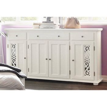 Comoda Arabesk, cu frezare decorativa pe fronturile usii si sertarului, latimea de 171 cm