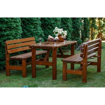 Set mobilier masa cu doua banci Lux pentru terasa, 150x70cm, 2 banci 150x50cm