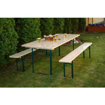 Set Gradina/Berarie o masa si doua banci 50, 70 sau 80 x 220 cm natur