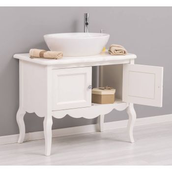 Mobilier de baie cu picioare curbate, doua usi