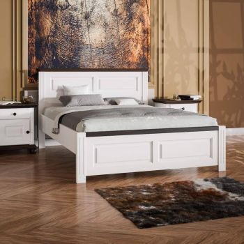 Pat Alb antic/Nuc,Miere Lemn Masiv, 90,120,140,160,180x200 si Noptiere Colectia Sucevita