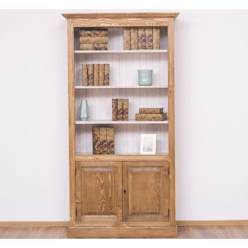 Biblioteca cu 2 usi, Stejar Maro Închis, Periat, Vopsit vintage, 109x39x210cm