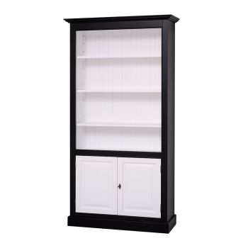 Biblioteca cu 2 usi, Negru Mat, Periat, Vopsit vintage, 109x39x210cm