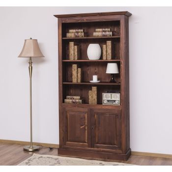Biblioteca cu 2 usi, Natur, Periat, Vopsit vintage, 109x39x210cm