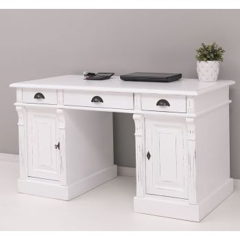 Birou, Finisaj Alb Pur, Lemn Masiv Brad, Colectia Rustic