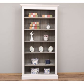 Biblioteca 5 etajere, Gri Argintiu, Finisaj ceara, 109x39x210cm