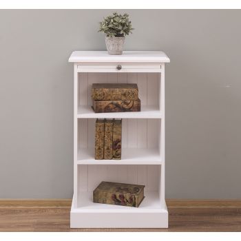 Etajera cu 3 rafturi, Alb Pur, Natur, slefuit, 58x32x98cm