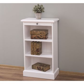 Etajera cu 3 rafturi, Alb Pur, Natur, slefuit, 58x32x98cm