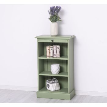 Etajera cu 3 rafturi, Verde Măsliniu, Natur, slefuit, 58x32x98cm