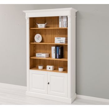 Biblioteca cu 2 usi, Nuc Mediu, Colectia Directoire, Lemn masiv, vopsit, 119x39x197cm