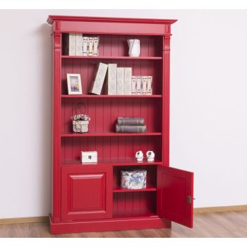 Biblioteca cu 2 usi, Roșu Cireș, Colectia Directoire, Lemn masiv, vopsit, 119x39x197cm