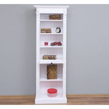 Biblioteca, Bordeaux cu Alb, Lemn Masiv, Blat Antichizat, Corp Antichizat, 70x39x197cm
