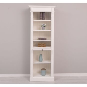 Biblioteca, Alb Vintage, Lemn Masiv, Blat Antichizat, Corp Antichizat, 70x39x197cm