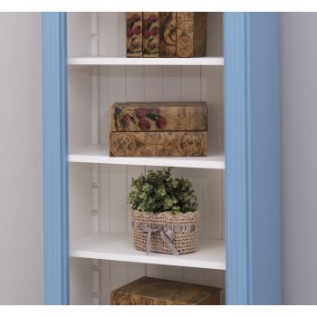 Biblioteca, Alb Vintage, Lemn Masiv, Blat Antichizat, Corp Antichizat, 70x39x197cm