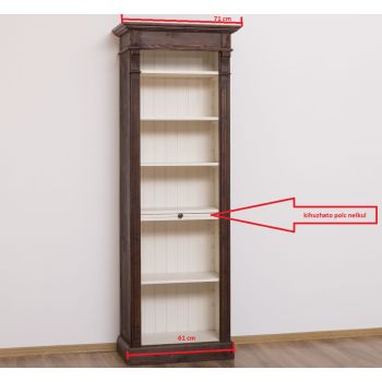 Biblioteca, Gri Argintiu, Lemn Masiv, Blat Antichizat, Corp Antichizat, 70x39x197cm