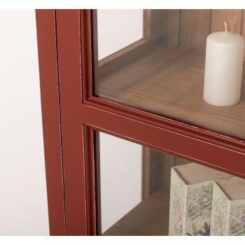 Vitrina cu 1 usa sticla, Stejar Maro Închis, Lemn masiv, vopsit, 75x41x220cm
