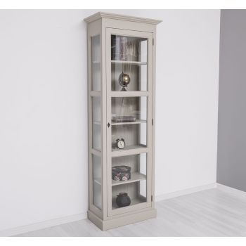 Vitrina cu 1 usa sticla, Gri Slate Închis, Lemn masiv, vopsit, 75x41x220cm