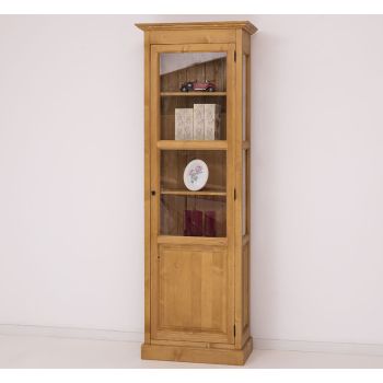 Vitrina cu 1 usa, Nuc Mediu, vopsit, 75x41x220cm