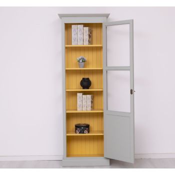 Vitrina cu 1 usa, Galben Ocru, vopsit, 75x41x220cm