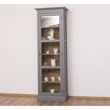 Vitrina cu usa sticla, Stejar Maro Închis, 75x220x40cm