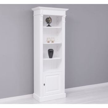 Biblioteca ingusta cu 1 usa, Alb Pur, Colectia Directoire, Lemn masiv, vopsit, 70x39x197cm