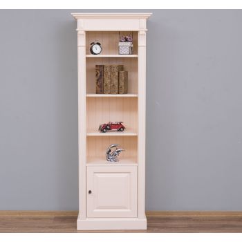 Biblioteca ingusta cu 1 usa, Crem Vanilie, Colectia Directoire, Lemn masiv, vopsit, 70x39x197cm