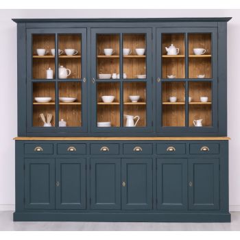 Vitrina, Finisaj Nuc Mediu, Lemn Masiv Brad, Colectia Rustic