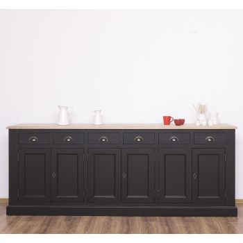 Vitrina, Finisaj Negru Mat, Lemn Masiv Brad, Colectia Rustic
