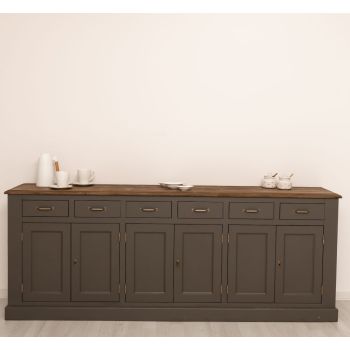 Vitrina, Finisaj Negru Grafit, Lemn Masiv Brad, Colectia Rustic