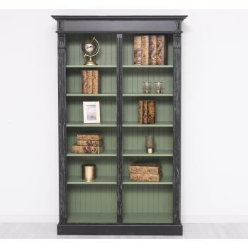 Biblioteca mare, Negru Mat, Lemn masiv, vopsit, 119x39x197cm