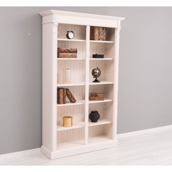 Biblioteca mare, Gri Argintiu, Lemn masiv, vopsit, 119x39x197cm