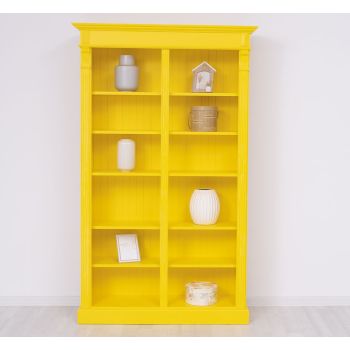 Biblioteca mare, Galben Solar, Lemn masiv, vopsit, 119x39x197cm