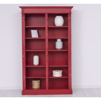 Biblioteca mare, Roșu Cireș, Lemn masiv, vopsit, 119x39x197cm