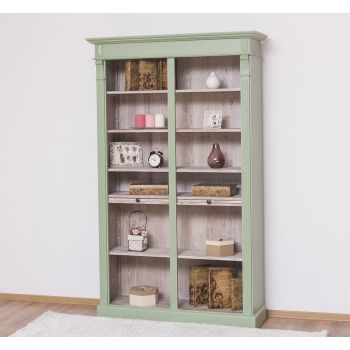 Biblioteca mare, Verde Măsliniu, Lemn masiv, vopsit, 119x39x197cm