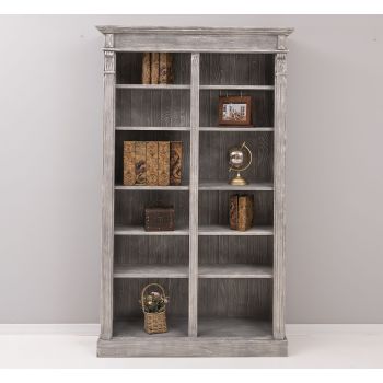 Biblioteca mare, Gri Verde Mentă, Lemn masiv, vopsit, 119x39x197cm