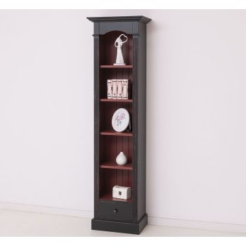 Etajera cu 1 sertar, Bordeaux cu Negru, Finisaj ceara, 50x33x190cm