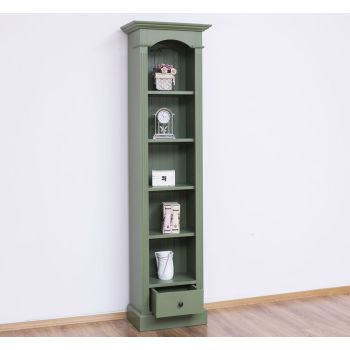 Etajera cu 1 sertar, Verde Salvie, Finisaj ceara, 50x33x190cm