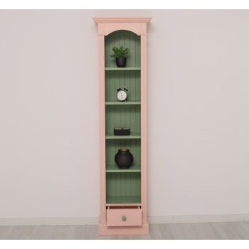 Etajera cu 1 sertar, Roz Pudrat, Finisaj ceara, 50x33x190cm
