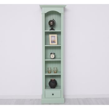 Etajera cu 1 sertar, Verde Mentă Deschis, Finisaj ceara, 50x33x190cm